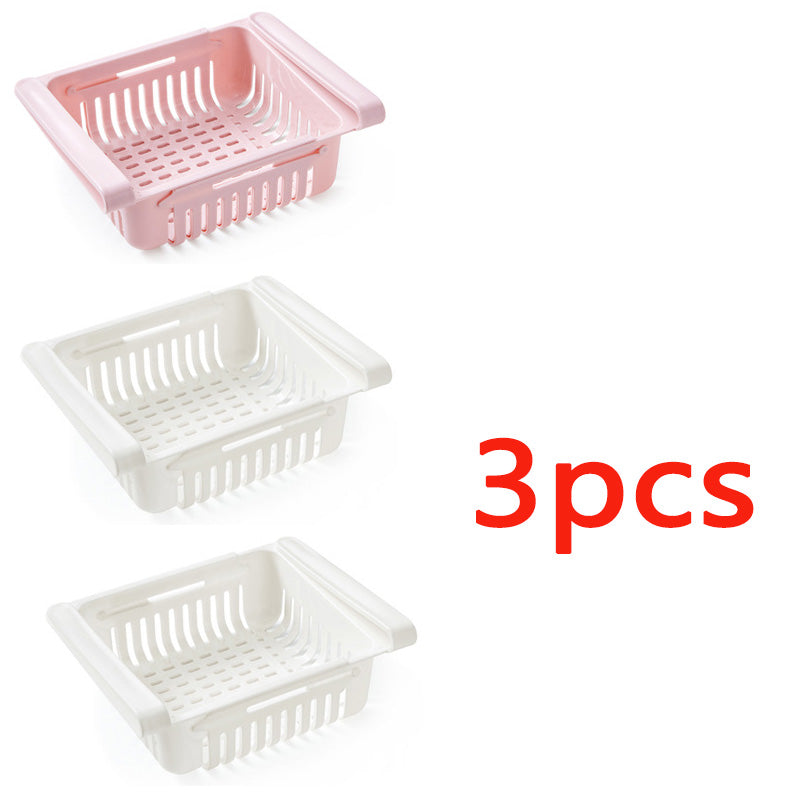 Stretchable Refrigerator Storage Baskets - sliding out like a drawer