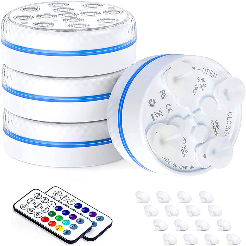 Color-Changing Underwater LED Light with Remote - color modes shown