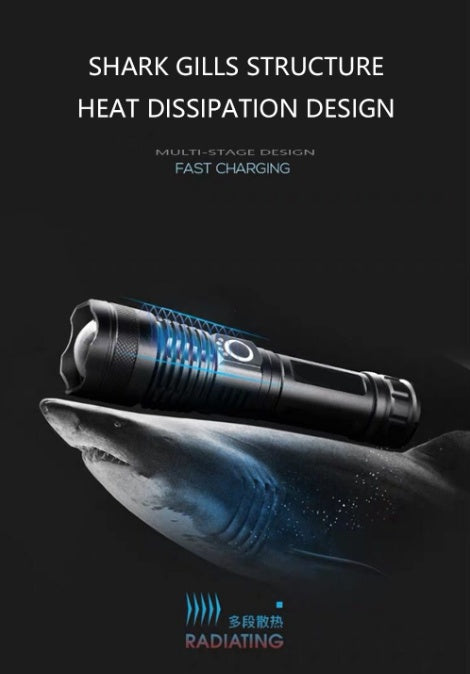 XHP70.2 Powerful USB Rechargeable Flashlight - telescopic zoom