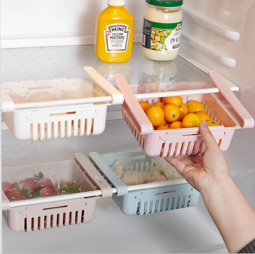 Stretchable Refrigerator Storage Baskets - holding cans and jars