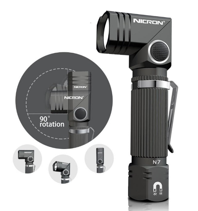 Hands-Free LED Flashlight with 360 Clip and Magnet - 360 rotary clip