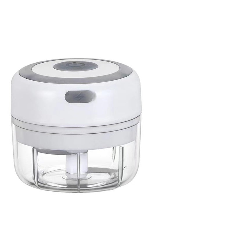 Mini Electric Food Chopper USB - chopping garlic in action
