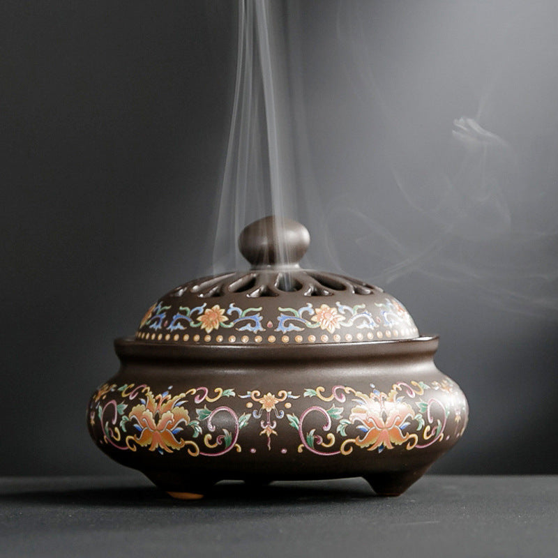 Ceramic Backflow Incense Burner - in a room setting