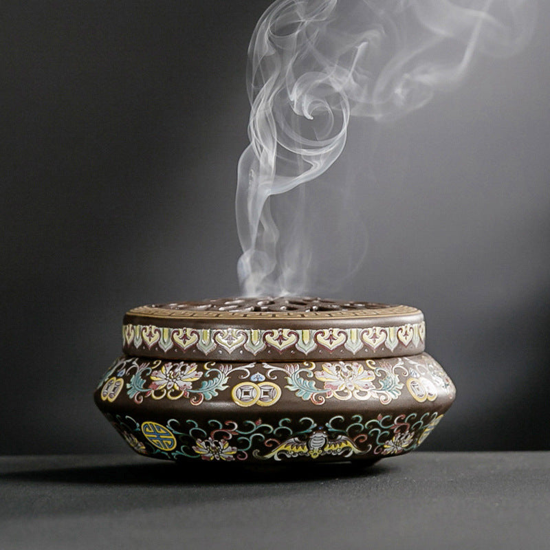 Ceramic Backflow Incense Burner - styled on a shelf