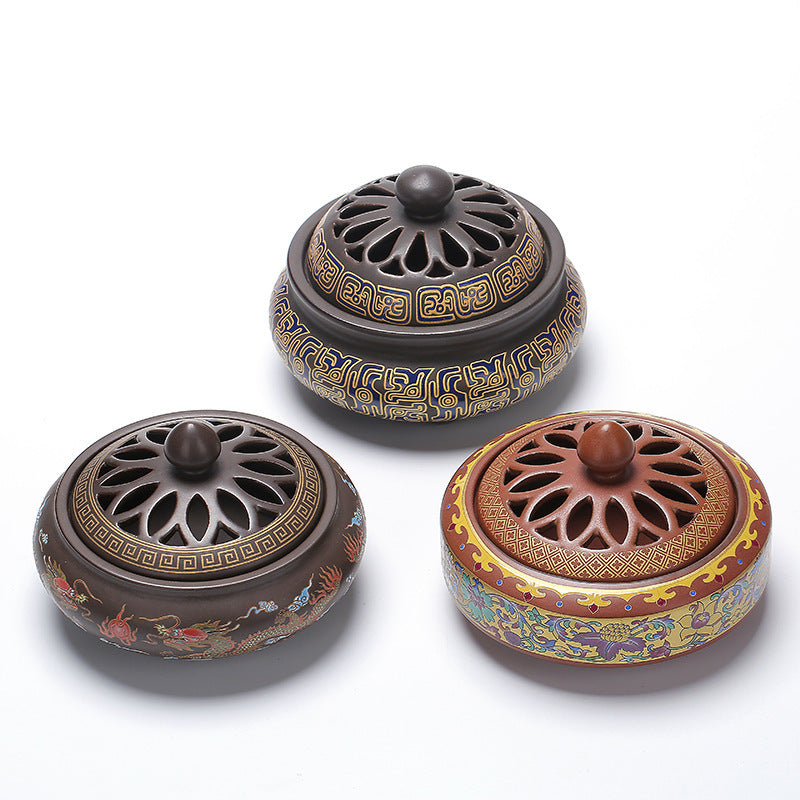 Ceramic Backflow Incense Burner - back view