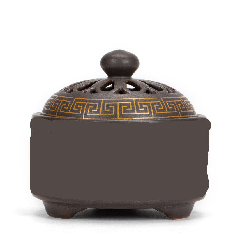 Ceramic Backflow Incense Burner - top opening detail