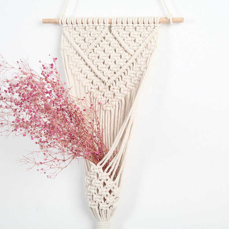 Woven Cotton Wall Flower Basket - styled in a room setting
