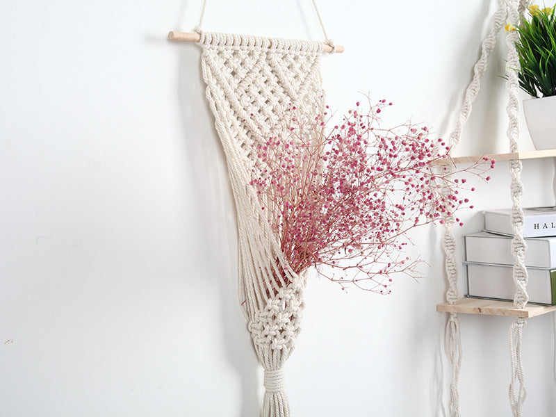 Woven Cotton Wall Flower Basket - material and weave detail