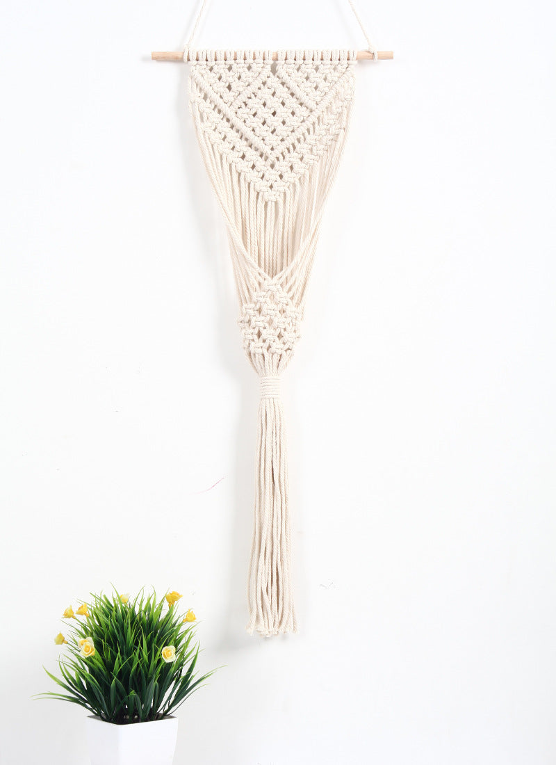 Woven Cotton Wall Flower Basket - hung on a wall as decor