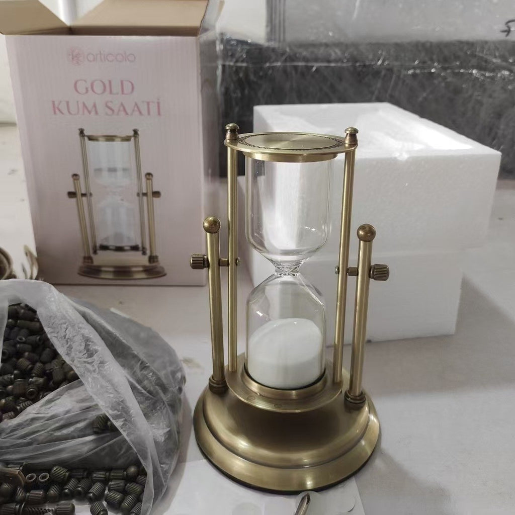 Wooden Hourglass Timer - sand running through the glass