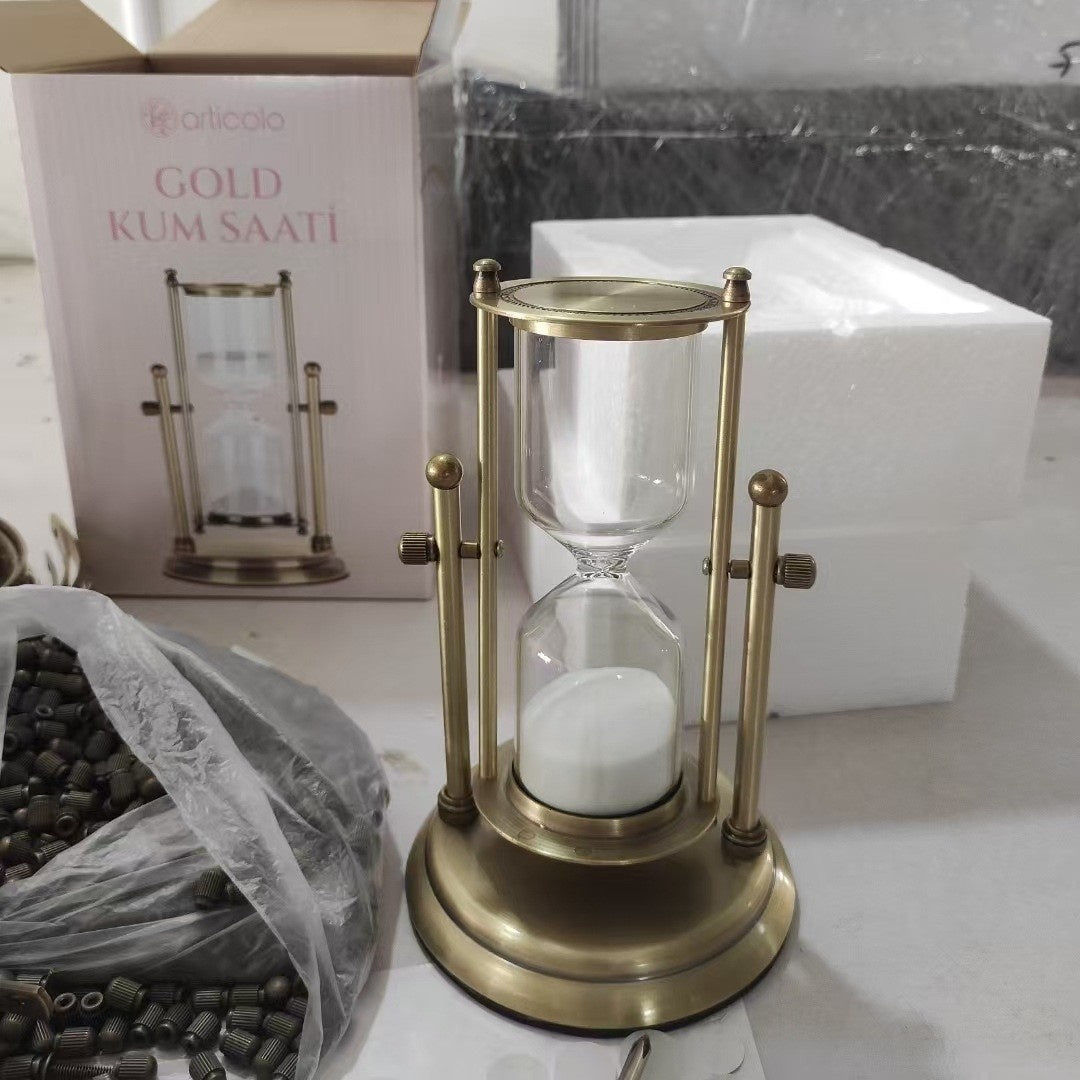 Wooden Hourglass Timer - sand running through the glass