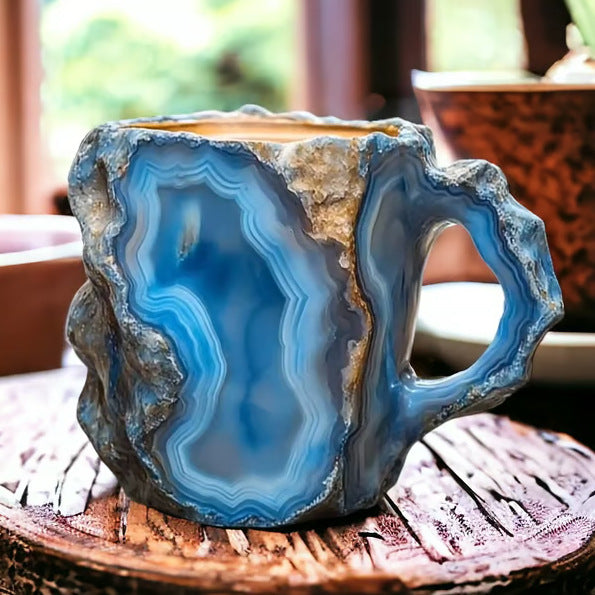 Crystal-Effect Resin Mug - mug beside a plant