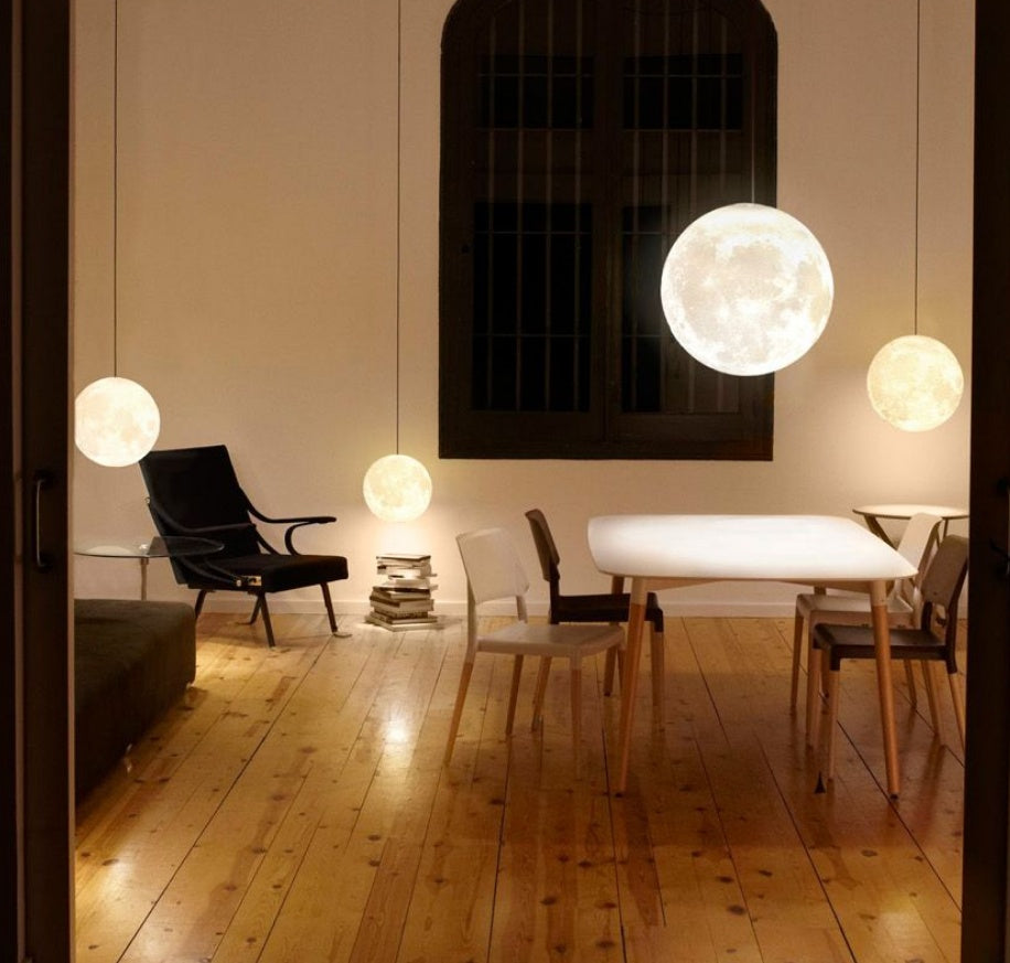 3D Moon Pendant Light 16-Color - size reference