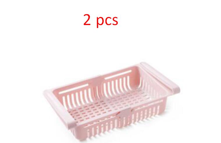 Stretchable Refrigerator Storage Baskets — Stackable Fridge Organizers – mounted or placed