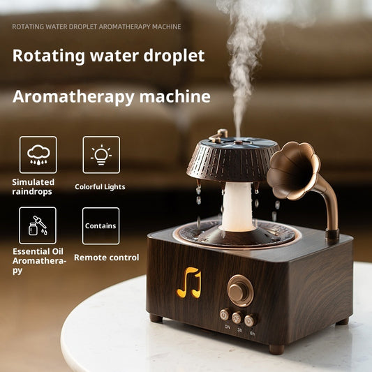 Retro gramophone aroma diffuser in brown, front view