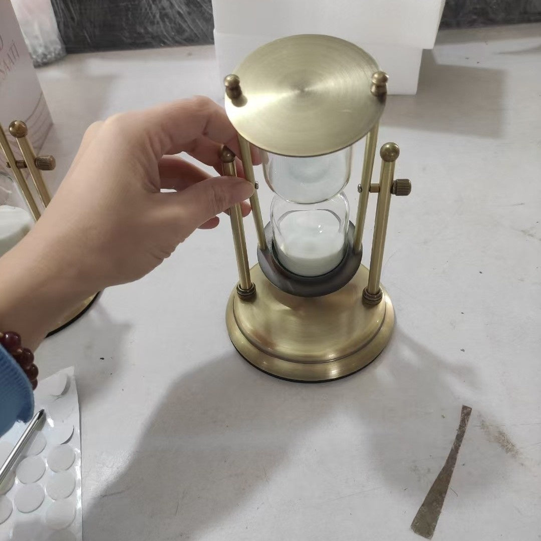 Wooden Hourglass Timer - on a work desk