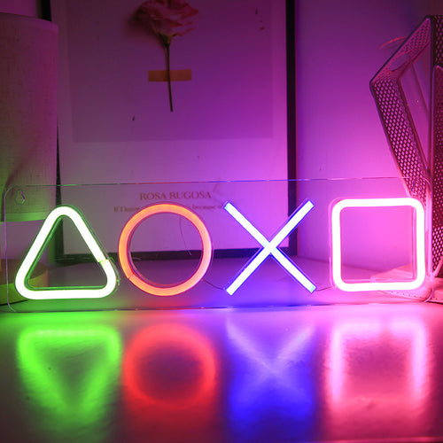 Acrylic LED Neon Letter Light Wall Decor - lit on a wall at night