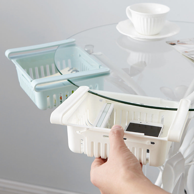 Stretchable Refrigerator Storage Baskets - stretched to fit a shelf