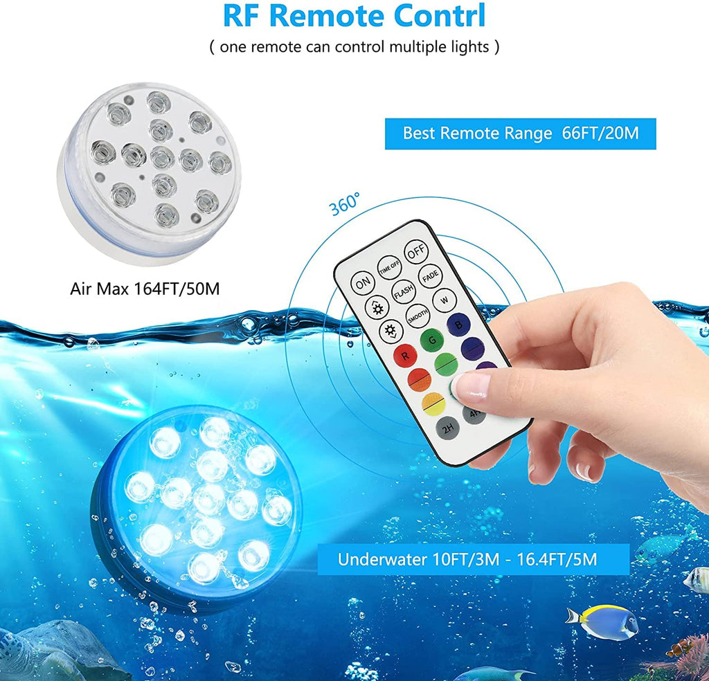 Color-Changing Underwater LED Light with Remote - size dimensions