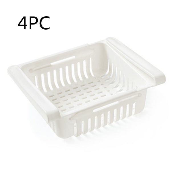 Stretchable Refrigerator Storage Baskets — Stackable Fridge Organizers – mounted or placed