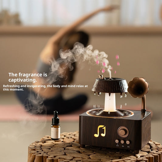 Retro gramophone aroma diffuser, angled view of the horn