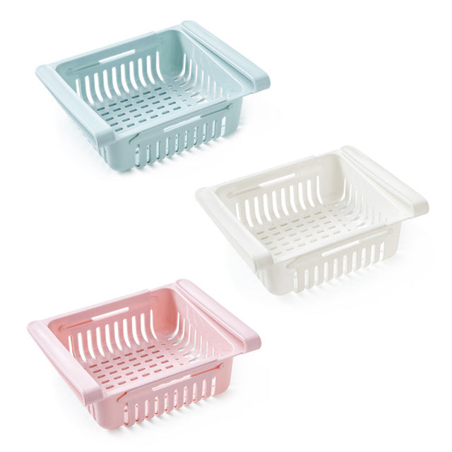 Stretchable Refrigerator Storage Baskets - size and capacity reference
