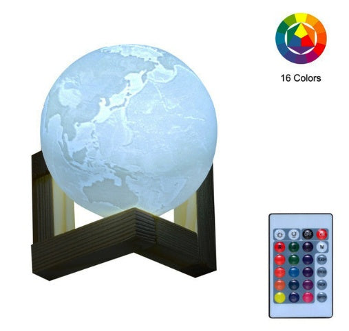 3D Earth and Jupiter Touch Mood Lamp - wooden base