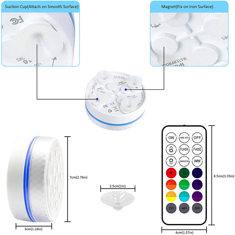 Color-Changing Underwater LED Light with Remote - submerged in a pool