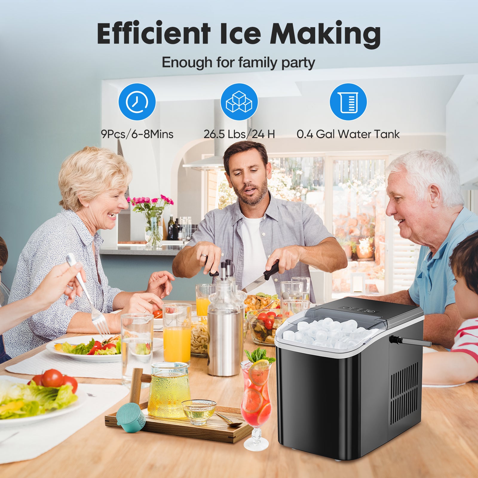 Portable Ice Maker - close-up of the ice basket
