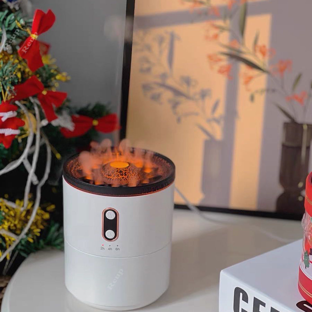 Volcanic Flame Jellyfish Aroma Diffuser - mist and flame effect in action