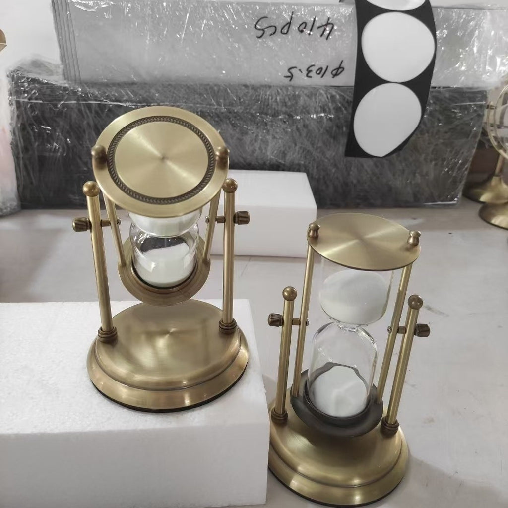 Wooden Hourglass Timer - styled on a bookshelf