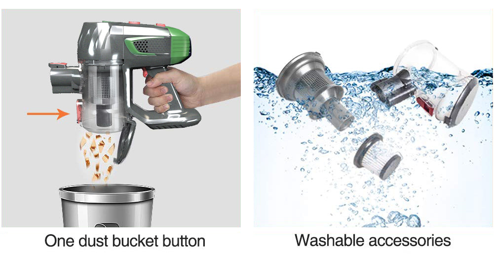 Cordless Handheld Vacuum Cleaner - size and handle reference
