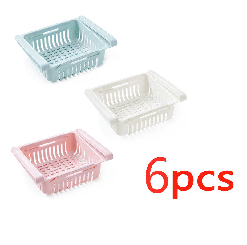 Stretchable Refrigerator Storage Baskets - in a cabinet