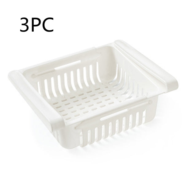 Stretchable Refrigerator Storage Baskets — Stackable Fridge Organizers – space-saving design