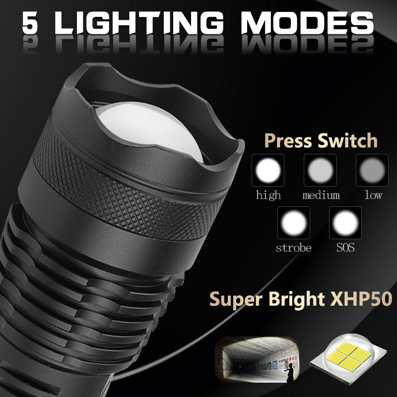 USB Rechargeable Zoom P50 Flashlight 5 Modes - drop resistance test